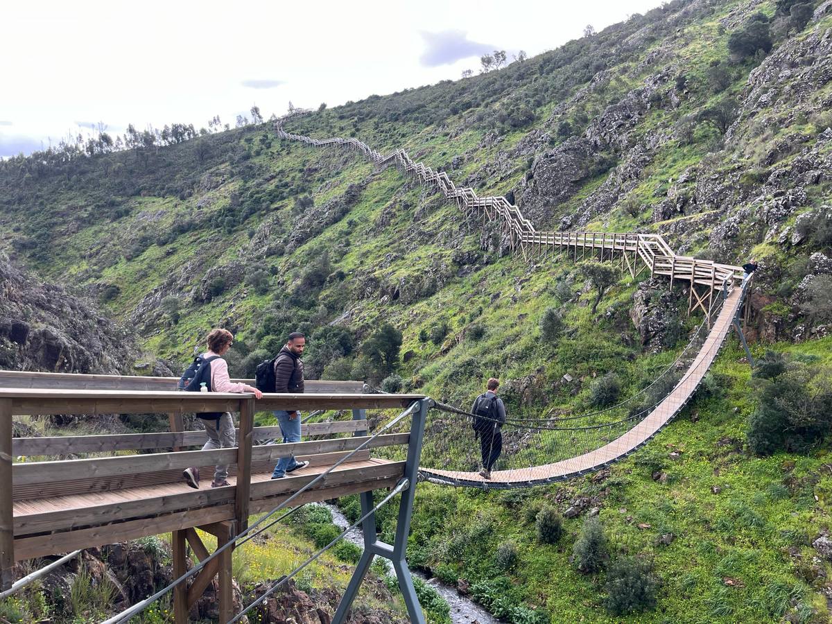 Wooden walkway through the hills of Portugal